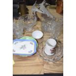 A collection of various glassware and ceramics To include cut glass pedestal fruit bowls, vases with