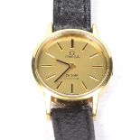 An Omega DeVille quartz wristwatch The circular gold-tone dial with baton hour markers and signed
