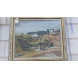 Scandinavian school (mid 20th Century) 'Dwellings in a valley Oil on canvas, indistinctly signed and
