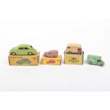 A boxed Dinky Toys no. 181 Volkswagen Saloon Lime green body, mid green ridged hubs with black