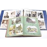 Two albums containing approximately 253 postcards Scenes to include the Royal Family, European