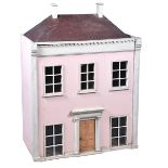 A 19th Century Georgian style two storey doll's house With Georgian style windows to front and