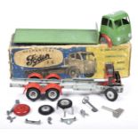 A boxed Shackleton Toy mechanical Foden FG lorry With green cab and back with tail board, grey