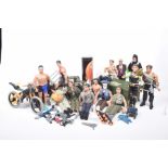 A quantity of Action Man items Including thirteen figures, jeep, Mountain Bike Extreme, trunk and