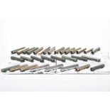 Approximately thirty unboxed N gauge coaches In a mixture of brown and cream, green and silver