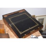 A 19th Century brass bound walnut stationery box The walnut box with brass embellishments