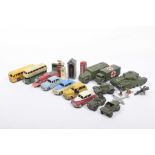 Twelve unboxed Dinky vehicles Including six military examples, armoured commando vehicle no. 677,