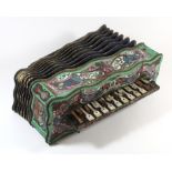 A late 19th/early 20th Century Italian Boulle work piano acordian With mother of pearl keys,