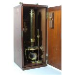 A 19th Century brass microscope By John Browning of London, numbered 274, height 39cm, together with
