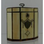 A George III ivory tea caddy With tortoiseshell banding and mother of pearl inlay and white metal