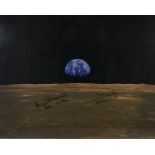 After William Anders (1933-1955) 'Earthrise' Ink signed photograph, signed by Alan Bean (Apollo