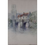Victor Noble Rainbird (1887-1936) 'Angers, France' Watercolour, signed, 37x24.5cm, framed