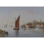 George Stanfield Walters (1838-1924) 'Mouth of the Yare, Yarmouth' Watercolour, signed, 24x34cm,
