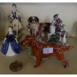 A mixed lot comprising a collection of various Capodimonte figures, a Royal Doulton Setter, a