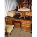 A rustic hardwood twin pedestal writing desk, constructed from reclaimed timber along with a