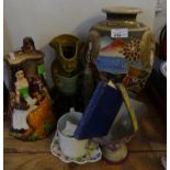 A mixed lot of assorted ceramics to include a large satsuma vase, an Ault Titbits toby jug, a