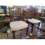 A set of three 18th/19th Century oak spindle back rush seated country chairs and three mid 19th