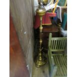 An early 20th Century brass lamp standard, later converted.