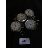 Four assorted pocket watches to include two silver examples