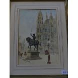 Attributed to Thomas Greenhalgh (1828-1898) 'Monument and Gothic Building' watercolour
