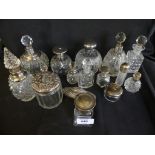 A mixed lot various cut glass and dressing table jars to include many examples with hallmarked