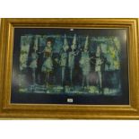 After Monjales coloured print of band set in a gilt finish frame