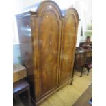 A good quality Queen Anne style twin arched walnut wardrobe CONDITION REPORT Height 197cm, width