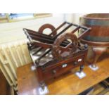 A 19th Century rosewood Canterbury magazine rack The top with three sub divided sections and