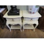A pair of Willis and Gambier French style ivory bedside chests, each with a single drawer
