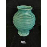 A Carltonware turquoise glazed vase of ribbed baluster form