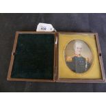 19th Century British School, portrait of a military figure on ivory Inset into a folding frame,