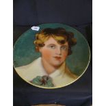 Worcester Royal Porcelain Works charger, decorated with a head and shoulders portrait of a young