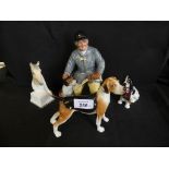 A mixed lot comprising Royal Doulton figure The Huntsman, together with a Beswick model beagle, a