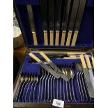 An oak cased canteen of silver-plated and steel cutlery