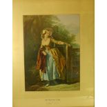 A Baxter print 'The Parting Look', mid 19th Century depicting a lady standing by a gate, 63x46cm,