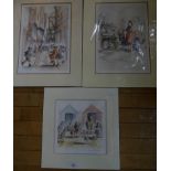 Margaret Clarkson - three coloured limited edition prints of York Races, Bat and Ball, The Right