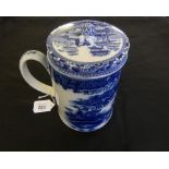 An early 19th Century Pearlware tankard, decorated in the Chinese taste, fitted with a later