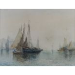 Albert Pollitt (1856-1926) 'Sailing Vessels at Rest' Watercolour, signed, 23.5x30cm, framed