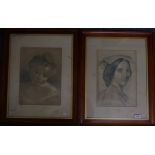 William Leathes - A pair of studies of head and shoulders portrait of a young lady, and one of a