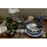 A mixed lot of various assorted ceramics to include modern Delft charger, Victorian copper lustre