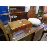 A 19th Century brass embellished mahogany stationery box and a 19th Century mahogany octagonal