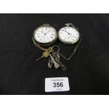 One silver pocket watch and one white metal pocket watch One with Swiss assay marks (2)
