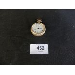A ladies gold-plated pocket watch, face marked Lancashire Watch Co Ltd