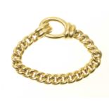 An 18ct gold Mappin & Webb bracelet Designed as a curb link chain with hoop and folding clasp