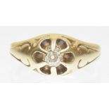 A 1920s 18ct gold diamond single stone ring The old cut diamond within a six claw setting and