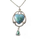 An early 20th Century Charles Horner silver and enamel pendant The green and turquoise enamel