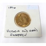 A Queen Victoria old head gold sovereign Sydney Mint dated 1896