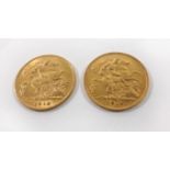 Two George V gold half sovereigns The first London Mint 1912, second London Mint dated 1914 (2)