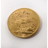 A George V gold sovereign London Mint dated 1914