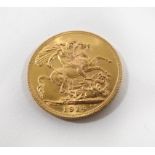 A George V gold sovereign London Mint dated 1914